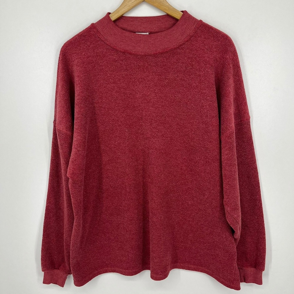 Russell Athletic Vintage Red Textured Crewneck Sweatshirt XL Burgundy 90s Retro